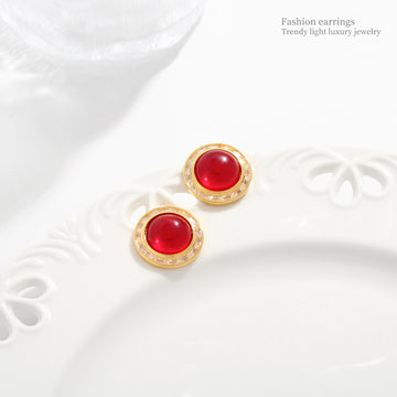 Cherry Red Stud Earrings