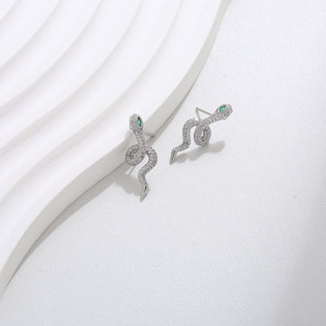 Silver Snake Drop Studs