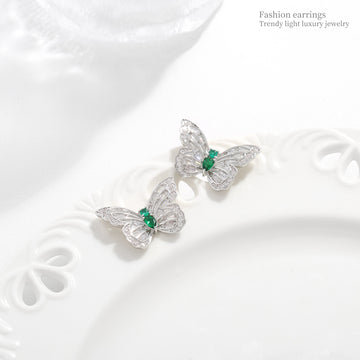 Emerald Butterfly Wings Studs