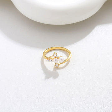 Gold Pearl Cluster Ring 17mm