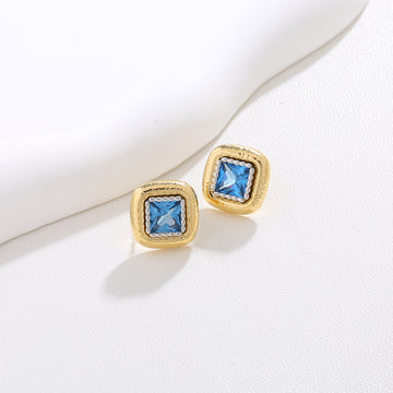 Square Sapphire Studs