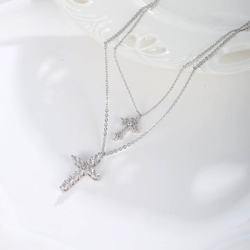 Twin Star Cross Necklace