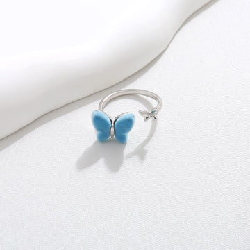 Blue Butterfly Adjustable Ring 17mm