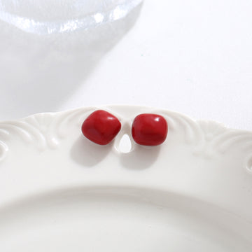 Smooth Red Stud Earrings
