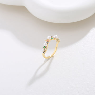 Gold-Plated Pearl Band Ring 17mm