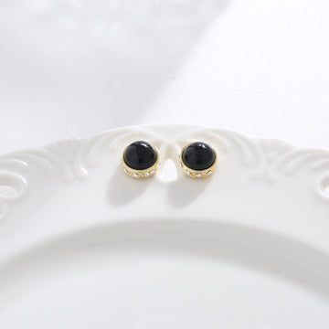 Chic Black Enamel Studs