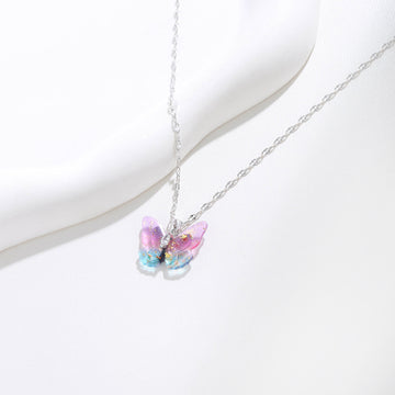 Iridescent Butterfly Pendant Necklace