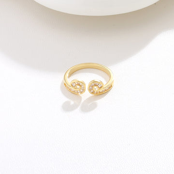 Gold Twirl Crystal Open Ring 17mm