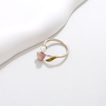 Rose Crystal Solitaire Ring 17mm