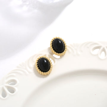Black Oval Stone Studs