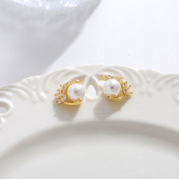 Golden Loop Pearl Drop Earrings
