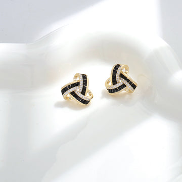 Black Enamel Twist Studs
