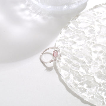 Pink Floral Minimalist Ring 17mm