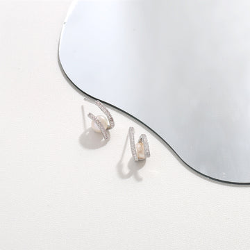 Silver Petal Drop Earrings