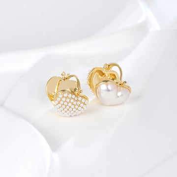 Gold Heart Huggies Earrings