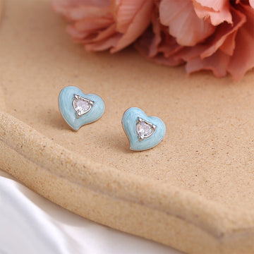 Baby Blue Heart Studs