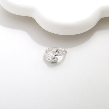 Double Snake Head Pavé Ring 17mm