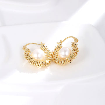 Golden Halo Pearl Hoops