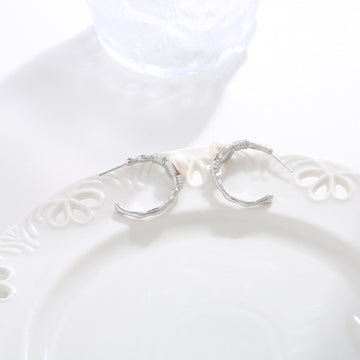 Silver Pearl Hoop Earrings