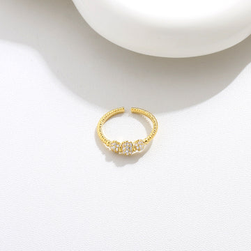 Gold Pavé Trio Ring 17mm
