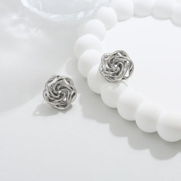 Silver Rose Knot Studs