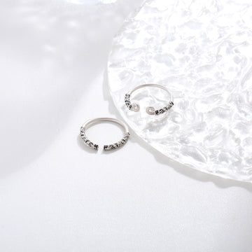 Line Pavé Silver Ring 17mm