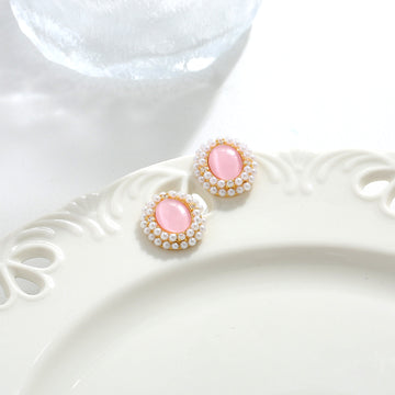 Pink Shell Round Earrings