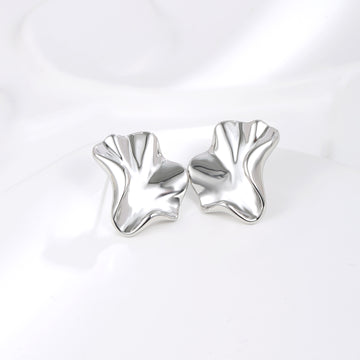 Silver Petal Stud Earrings