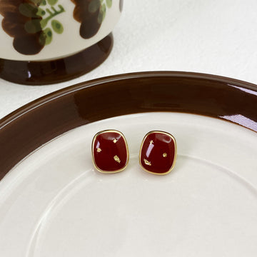 Burgundy Pebble Studs