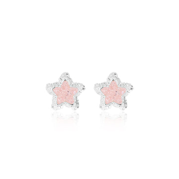 Frosted Pink Star Studs