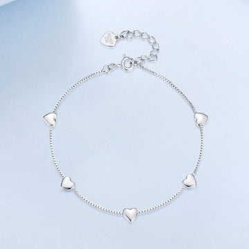 Sterling Silver Heart Station Bracelet