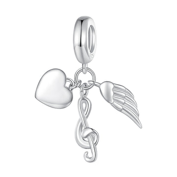 Heart, Wing & Music Note Sterling Silver Charm