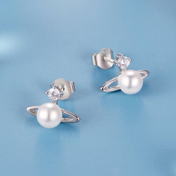 Pearl Planet Stud Earrings