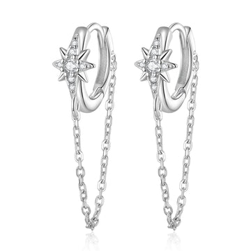 Star Chain Huggie Earrings