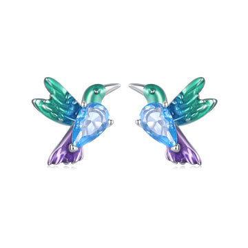 Colourful Hummingbird Stud Earrings