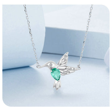 Green Crystal Hummingbird Necklace