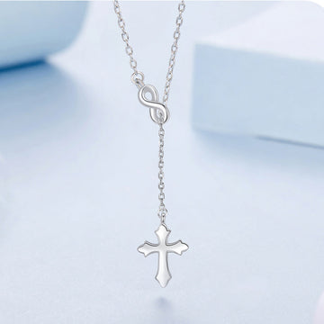 Infinity Cross Lariat Necklace