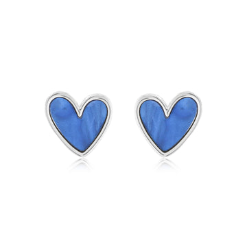Blue Heart Studs