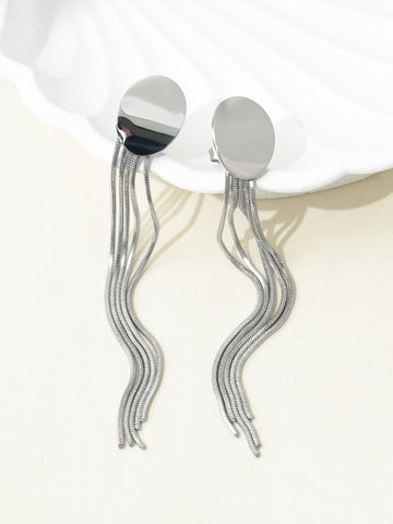 Silver Chain Tassel Earrings