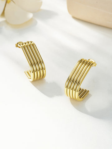 Sculptural Gold Wave Earrings