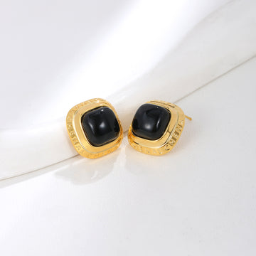 Black Onyx Cushion Studs