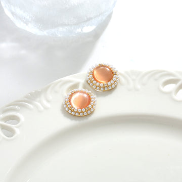 Amber Gem Stud Earrings