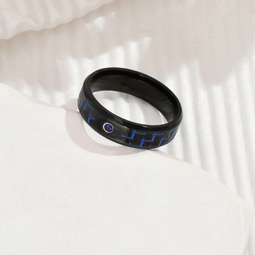 Black & Blue Geometric Inlay Ring