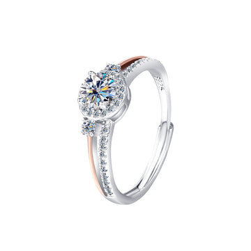 Rose Accent Halo Sparkle Ring 1CT-17mm