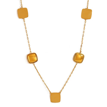 Square Pendant Gold Necklace