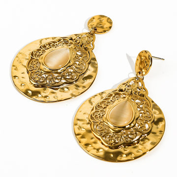 Textured Oval Drop Earrings