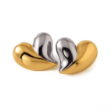 Gold and Silver Duo Heart Studs