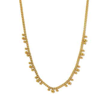 Gold Beaded Fringe Necklace