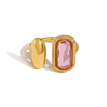 Rose Gold Emerald Halo Ring-18.5mm