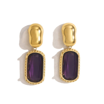 Violet Gem Drop Earrings